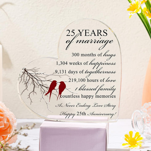 25th Years of Marriage  Heart Marriage Keepsake Decoration Gift